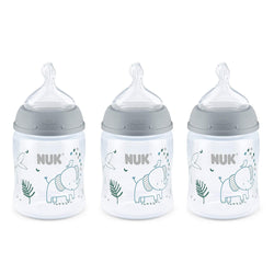 NUK Smooth Flow Anti Colic Baby Bottle, 5 oz, 3 Pack, Elephant