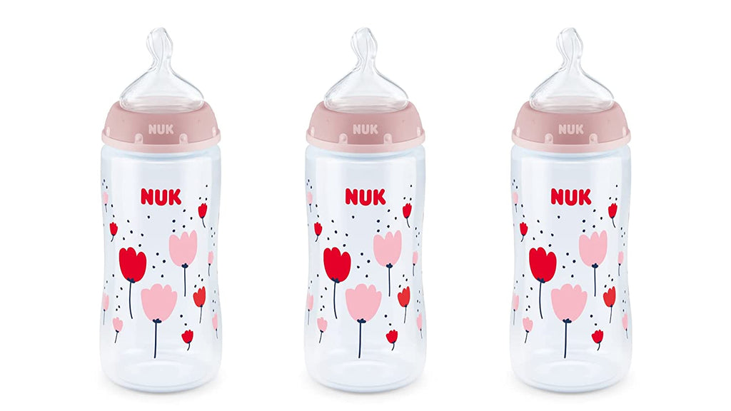 NUK Smooth Flow Anti Colic Baby Bottle, Flowers, 10 oz, 3 Pack