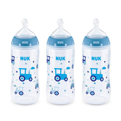 NUK Smooth Flow Anti Colic Baby Bottle, Tractor, 10 oz, 3 Pack