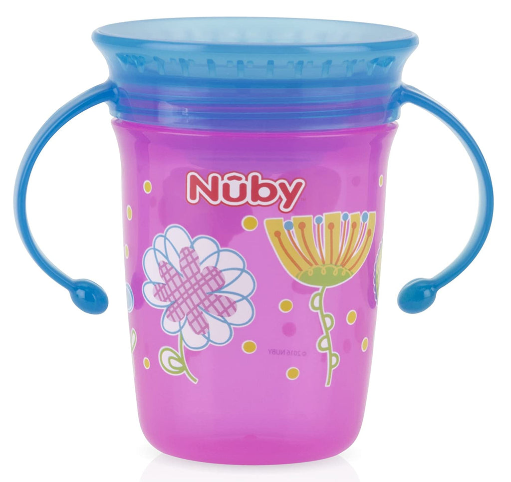 Nuby No Spill 2-Handle 360 Wonder Cup, Pink –