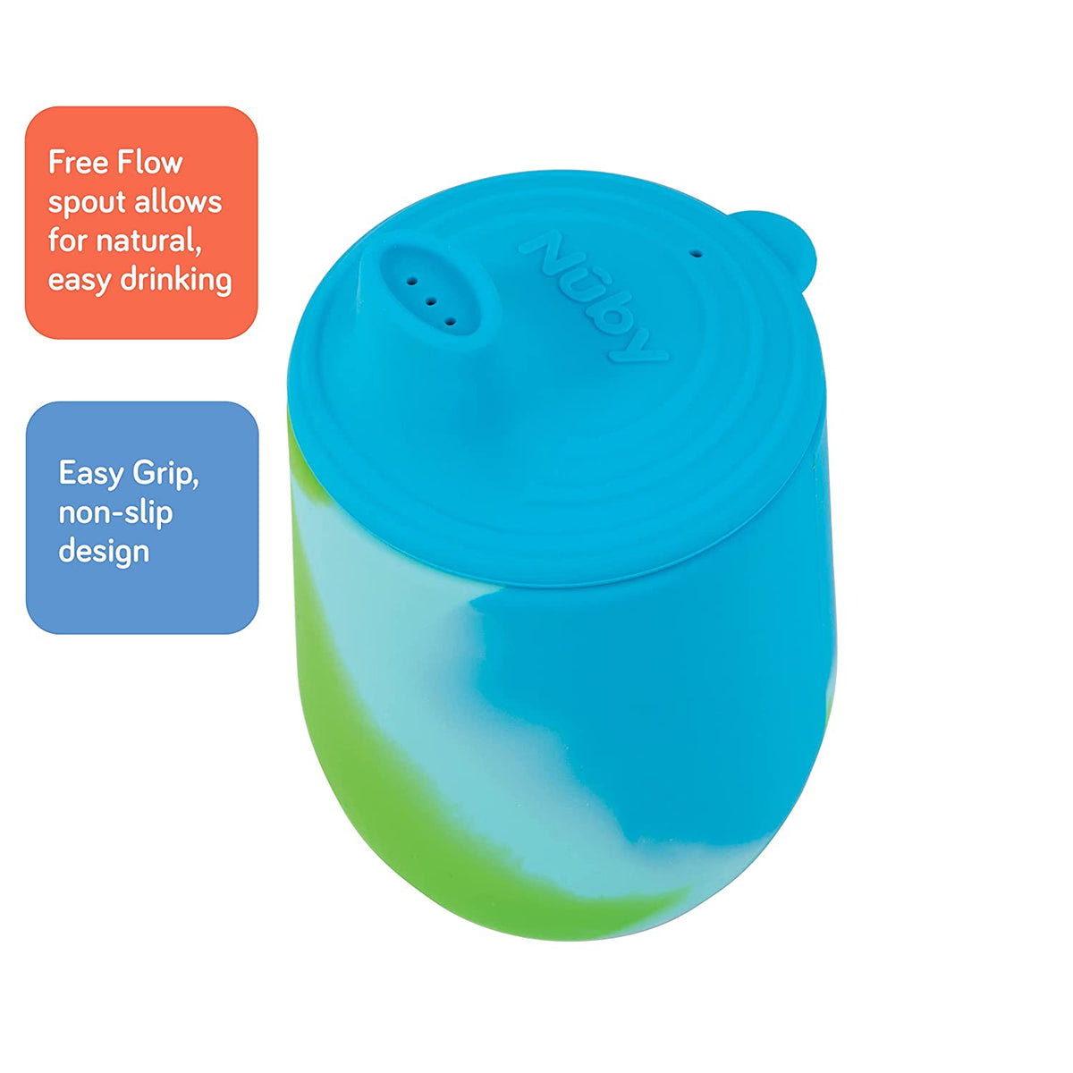 Nuby Silicone Tie-dye First Training Cup, 6oz, Blue/Green