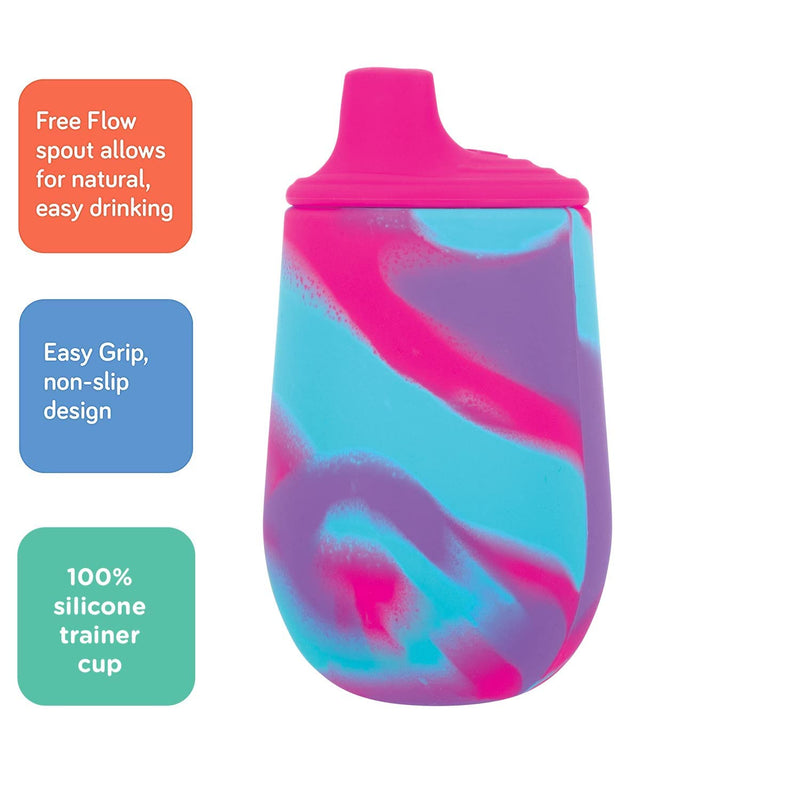 NUBY Silicone Tie-dye First Training Cup, 6oz, Pink/Purple