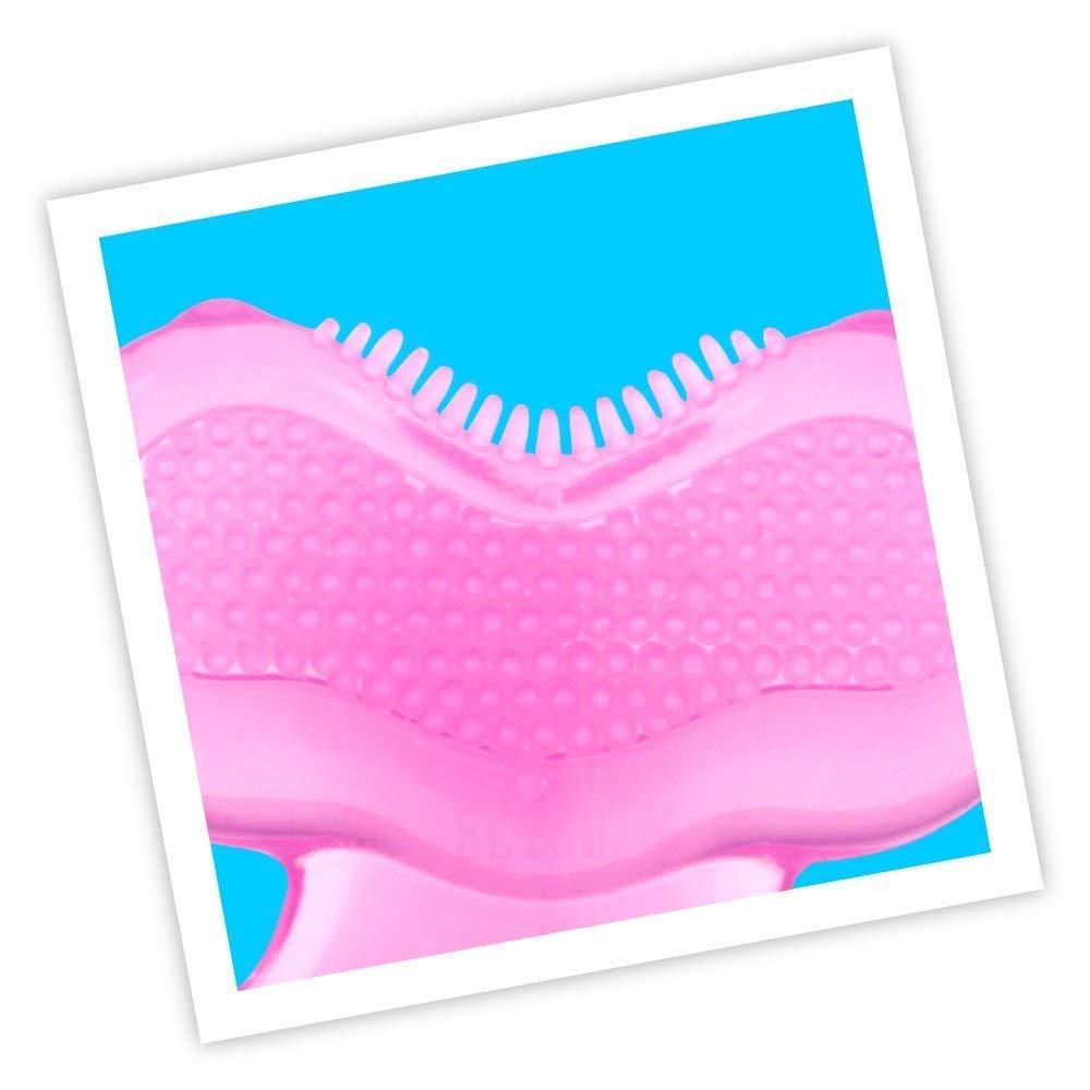 NUBY Silicone Teethe-eez Teether with Bristles, Includes Hygienic Case, Pink, 2 Pack