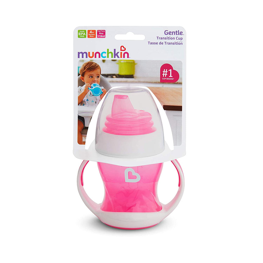 Munchkin Gentle Transition Sippy Cup with Trainer Handles, 10 oz, Pink