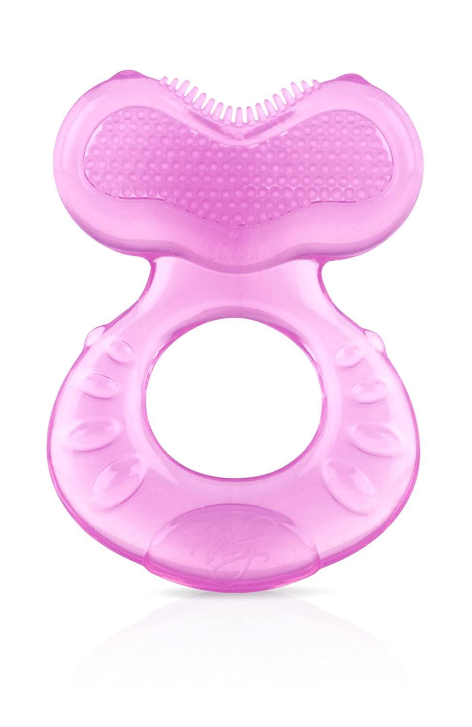 NUBY Silicone Teethe-eez Teether with Bristles, Includes Hygienic Case, Pink, 2 Pack