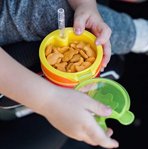 NUBY Snack N' Sip 2 in 1 Snack and Drink Cup, 2 Pack, Aqua/Blue