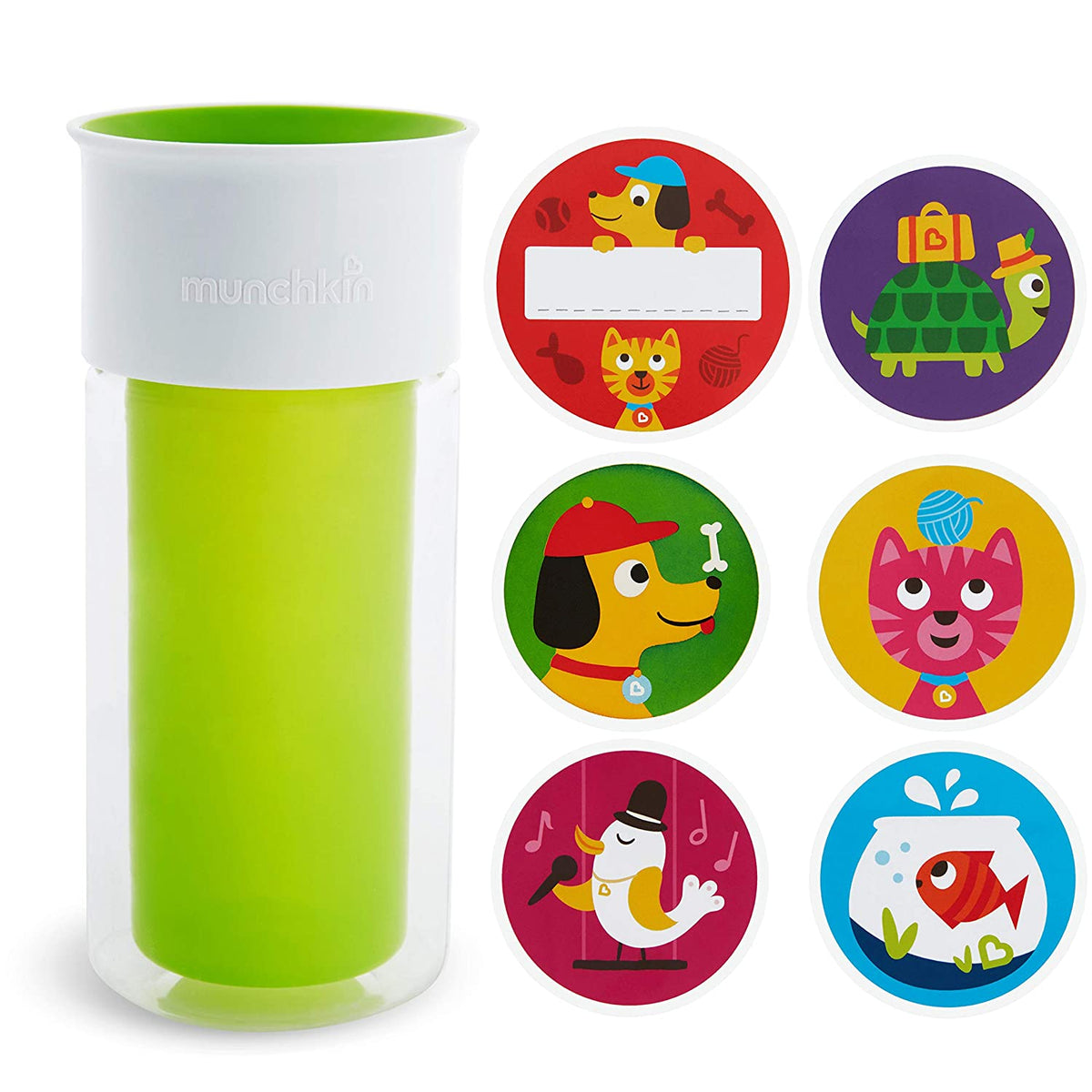 Munchkin Miracle 360 Insulated Sippy Cup, Includes Stickers to Customize Cup, 9oz, Green