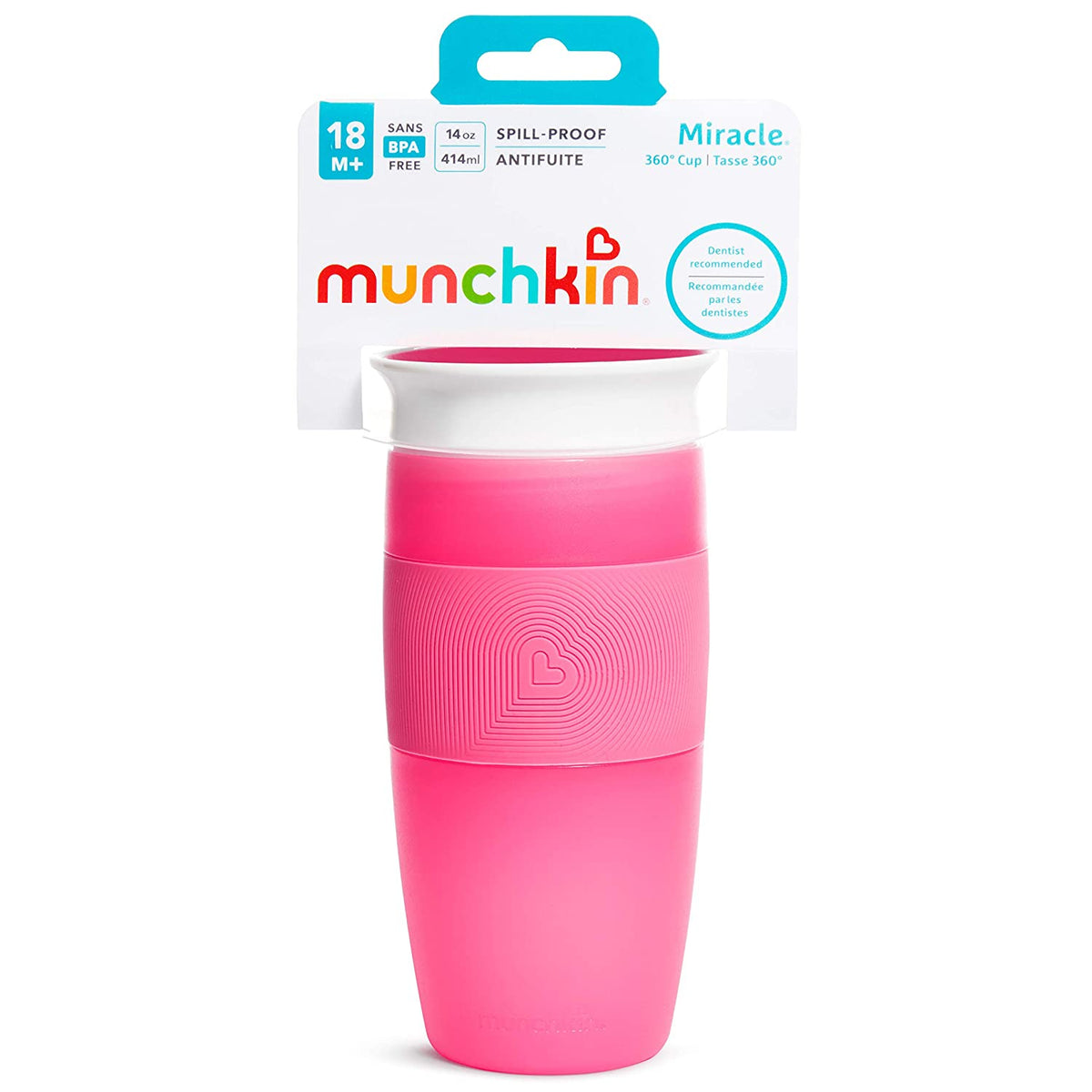 Munchkin Miracle 360 Sippy Cup, Pink, 14 Ounce