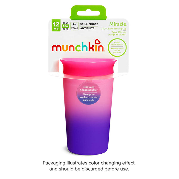 Munchkin Miracle 360 Color Changing Sippy Cup, 9 Oz, Pink