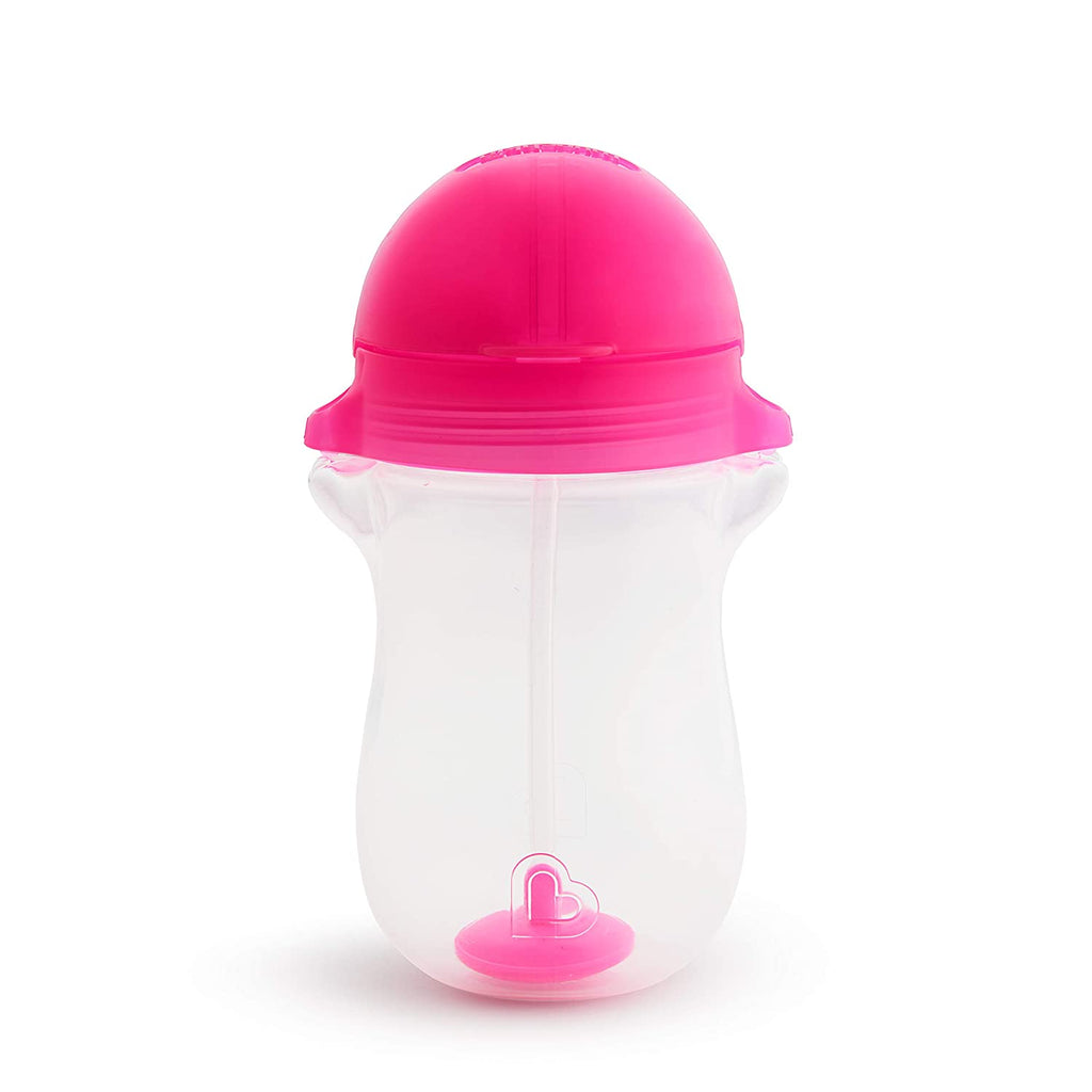 Munchkin Any Angle Click Lock Weighted Straw Trainer Cup, Pink, 10oz
