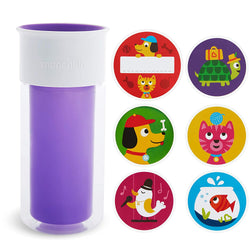 Munchkin Miracle 360 Insulated Sippy Cup, Includes Stickers to Customize Cup, 9 Ounce, Purple